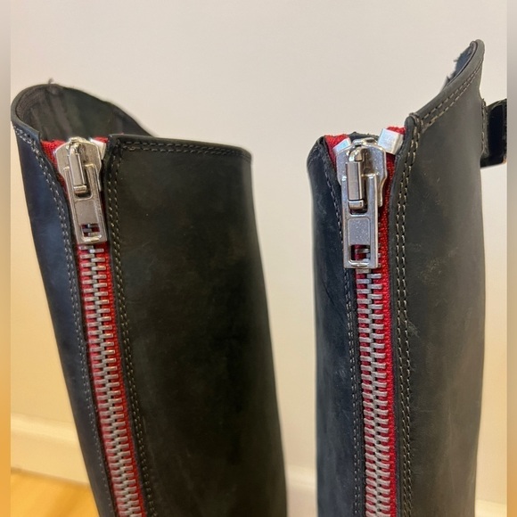 Charles David “Rowdy” Distressed Leather Riding Boots Black/Dark Gray Size 7 - Picture 6 of 15